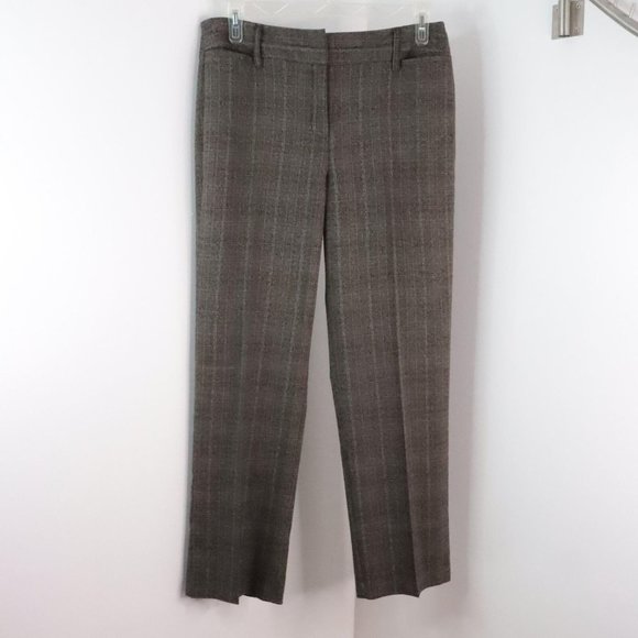 Dressbarn Women's 12 Taupe Plaid Straight Leg Office Dress Trouser Pants - Picture 1 of 8